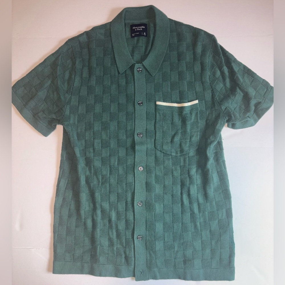 Abercrombie & Fitch  Green Textured Shirt Johnny Collar